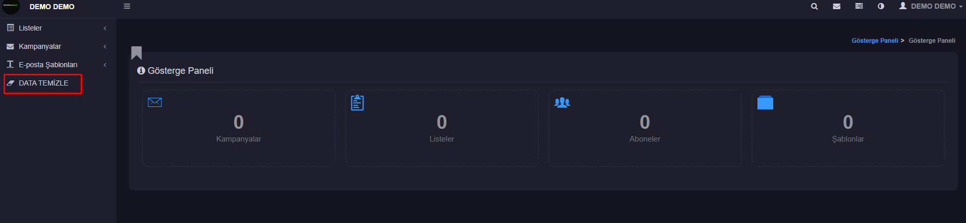 Data Temizleme Butonuna tıklıyoruz.